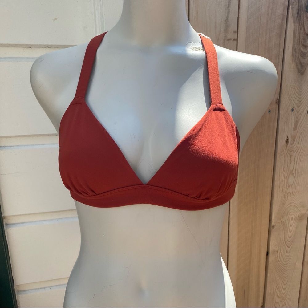 Aerie crochet back bra/sports bra tie n rust orange size large
